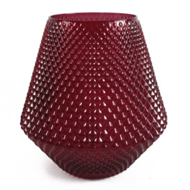 23cm Diamond Embossed Pink Glass Vase - thumbnail 3