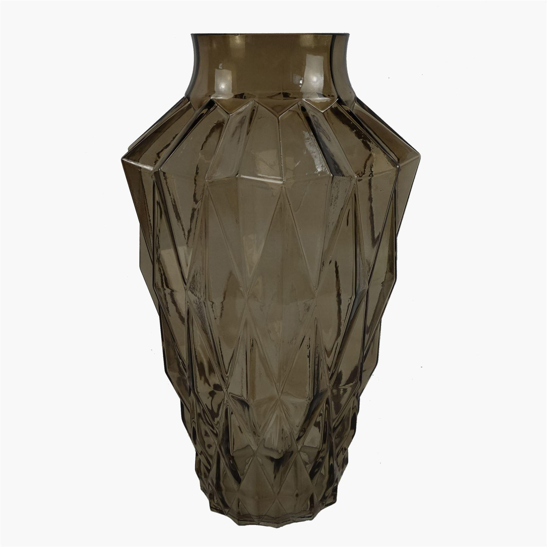 30cm Brown Geometric Glass Vase - image 1