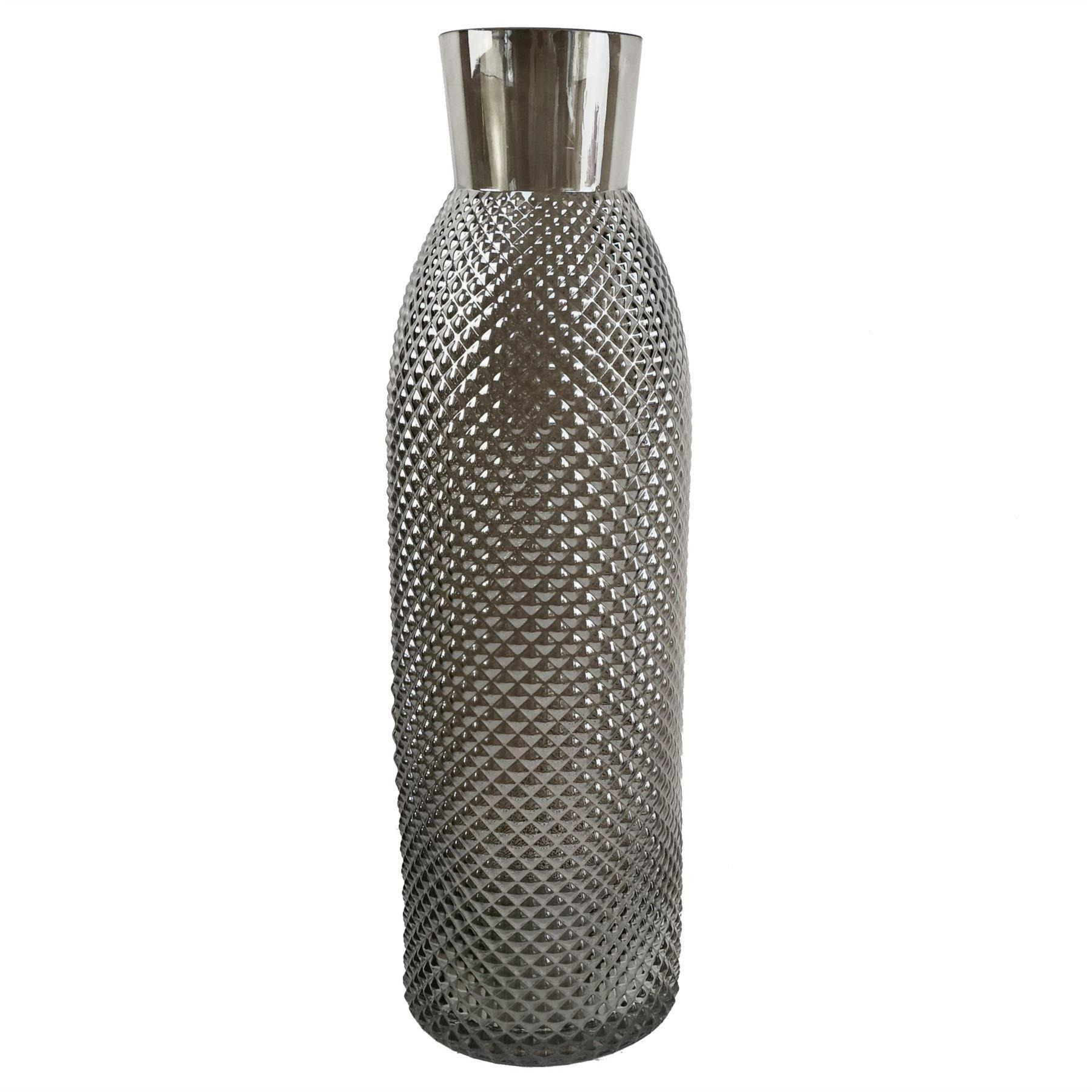 50cm Smoke Grey Diamond Tall Glass Vase - image 1