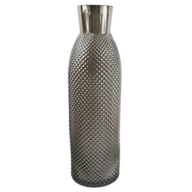 50cm Smoke Grey Diamond Tall Glass Vase - thumbnail 1