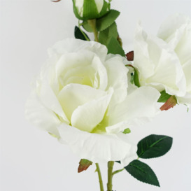 80cm Artificial White Rose Stem - 3 flowers - thumbnail 3