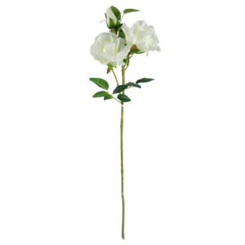 80cm Artificial White Rose Stem - 3 flowers - thumbnail 2