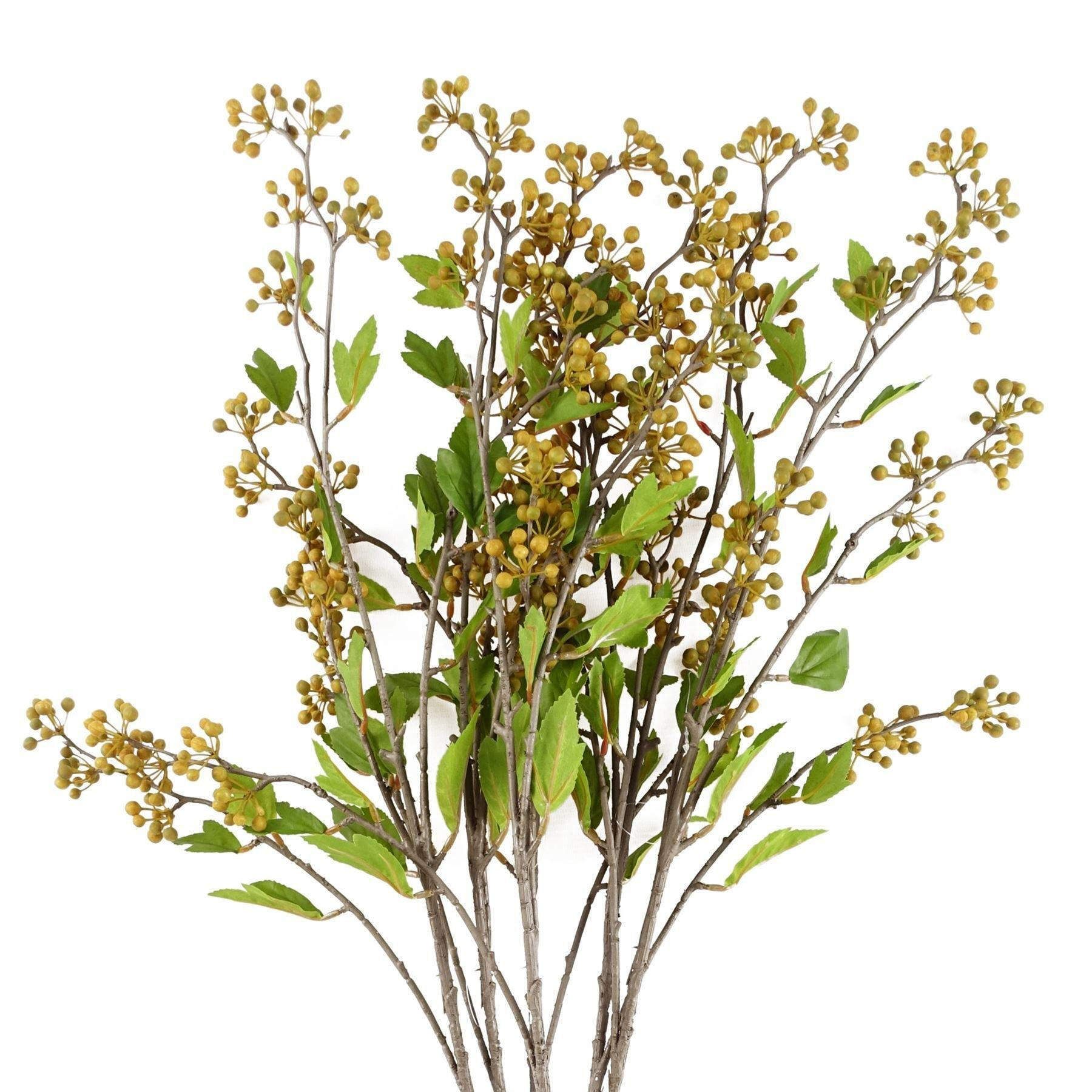 Pack of 6 x 90cm Artificial Yellow Berry Stem - image 1
