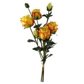 Leaf 60cm Yellow Rose Artificial Flowers Glass Vase - thumbnail 2
