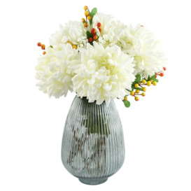 Leaf 50cm Grey Glass Vase Artificial Chrysanthemums - thumbnail 1