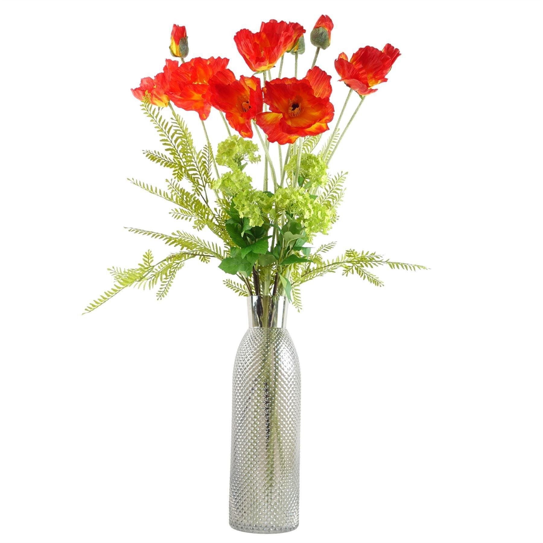 Leaf 100cm Red Poppy and Fern Glass Vase - image 1