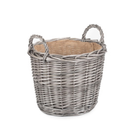 Wicker Antique Wash Finish Lined Log Baskets - thumbnail 1