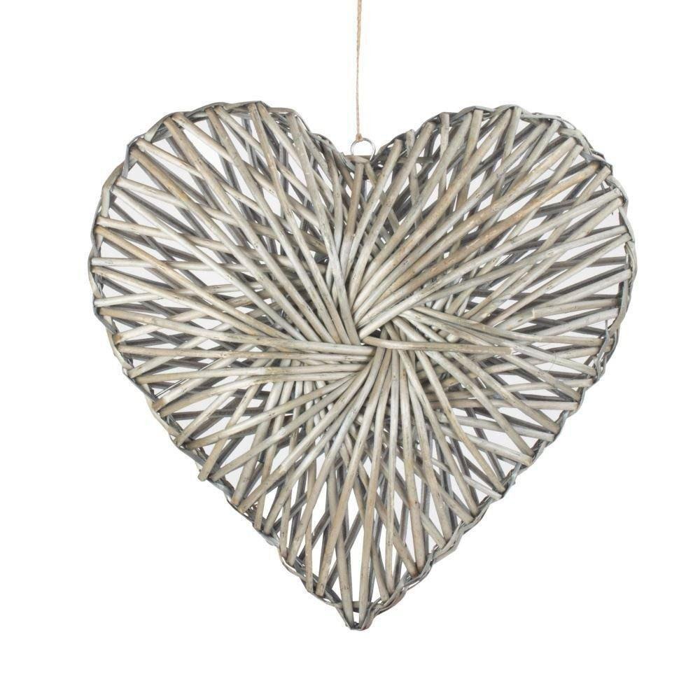 Wicker Heart Wreath Grey Wash Finish - image 1
