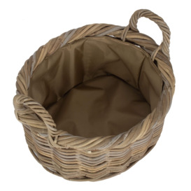 Rattan Small Oval Rattan Storage Basket With Cordura Lining - thumbnail 2