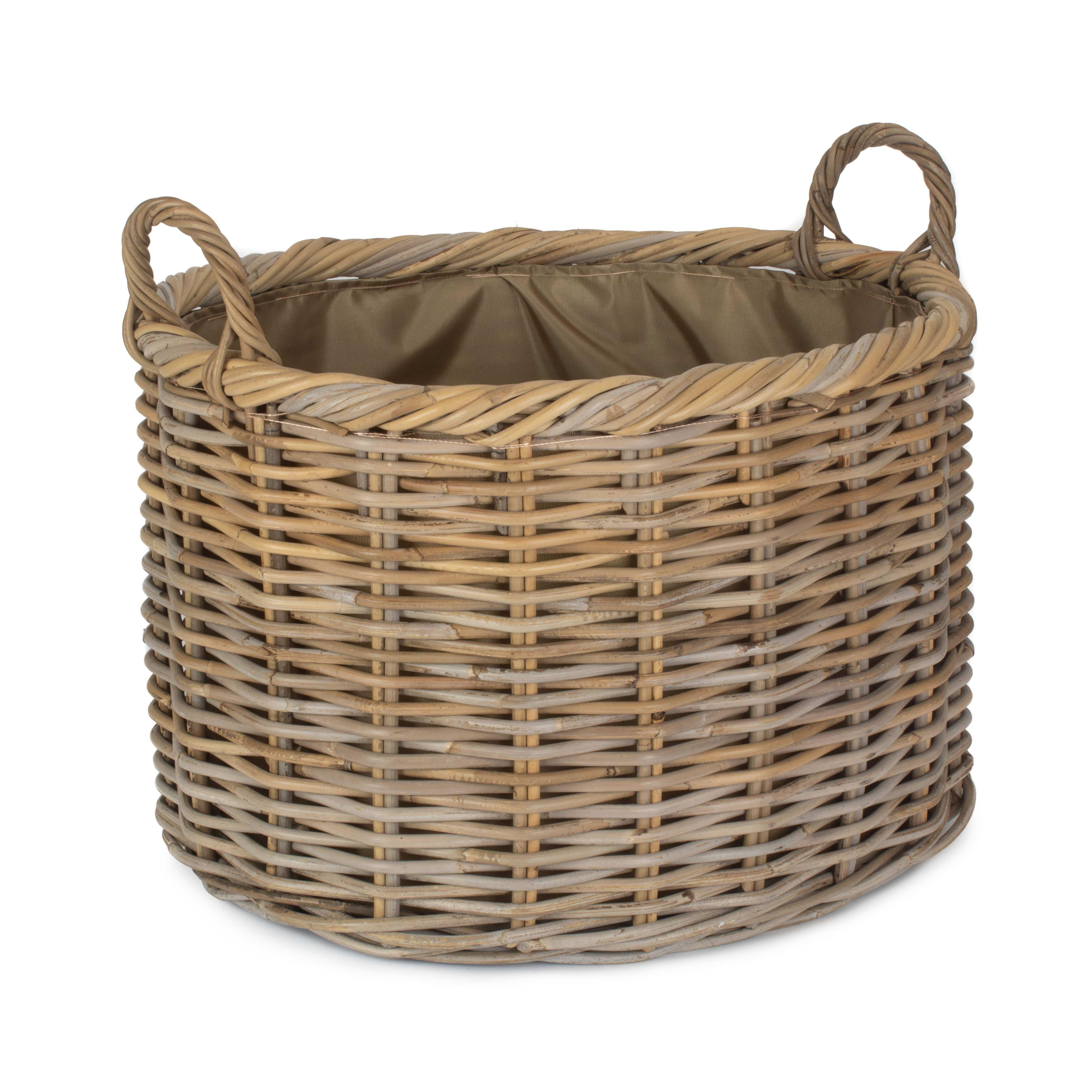 Rattan Large Oval Rattan Storage Log Basket With Cordura Lining - image 1