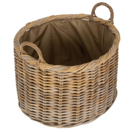 Rattan Large Oval Rattan Storage Log Basket With Cordura Lining - thumbnail 2