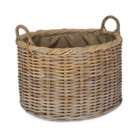 Rattan Large Oval Rattan Storage Log Basket With Cordura Lining - thumbnail 1