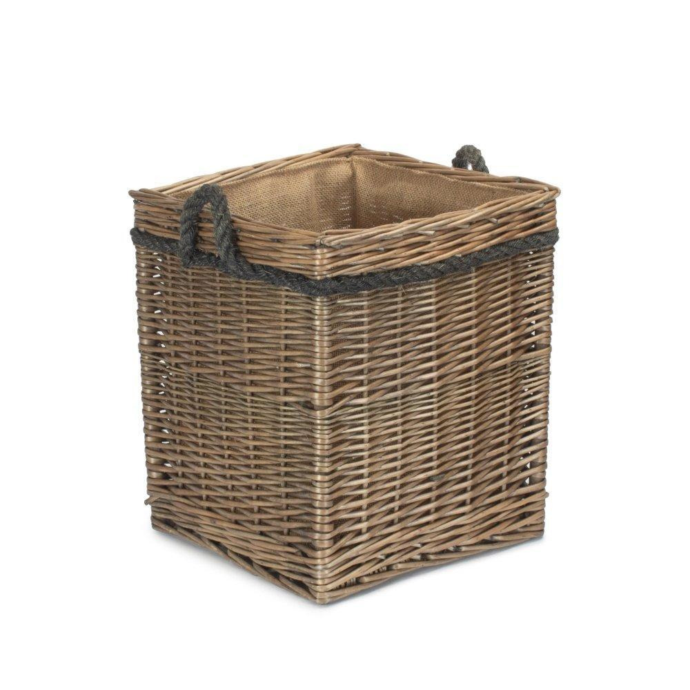 Small Antique Wash Square Storage Log Basket - image 1