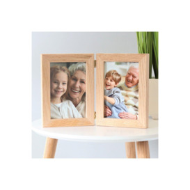 Solid Oak Hinged Double Photo Frame 7x5