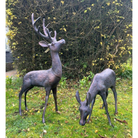 Aluminium Deer Sculpture Stag and Doe Medium
