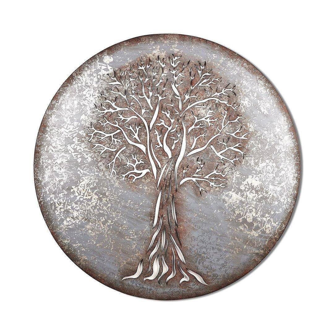 Lovely Rustic silvery metal tree of life wall art screen plaque garden decor - image 1