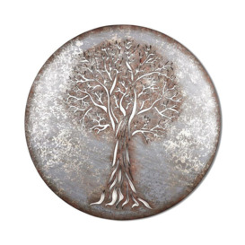 Lovely Rustic silvery metal tree of life wall art screen plaque garden decor