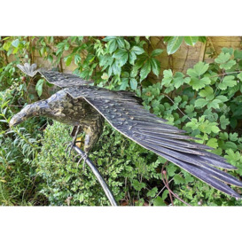 Gliding Eagle Bird Sculpture Metal Garden Ornament on Stand - thumbnail 3