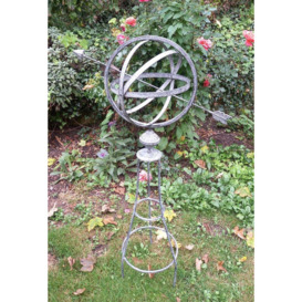 Pewter Metal Armillary Sphere Globe Antique garden ornament - thumbnail 2