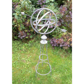 Pewter Metal Armillary Sphere Globe Antique garden ornament - thumbnail 1