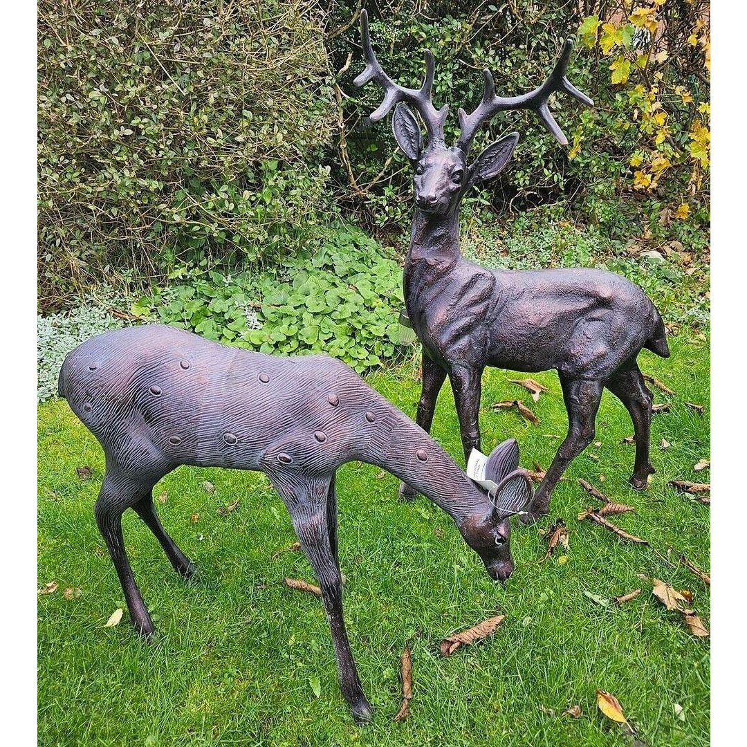 Extra Large Stag and Doe Deer Sculptures Garden Ornaments - image 1