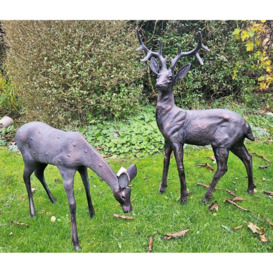 Extra Large Stag and Doe Deer Sculptures Garden Ornaments - thumbnail 3