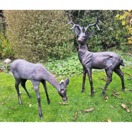 Extra Large Stag and Doe Deer Sculptures Garden Ornaments - thumbnail 2