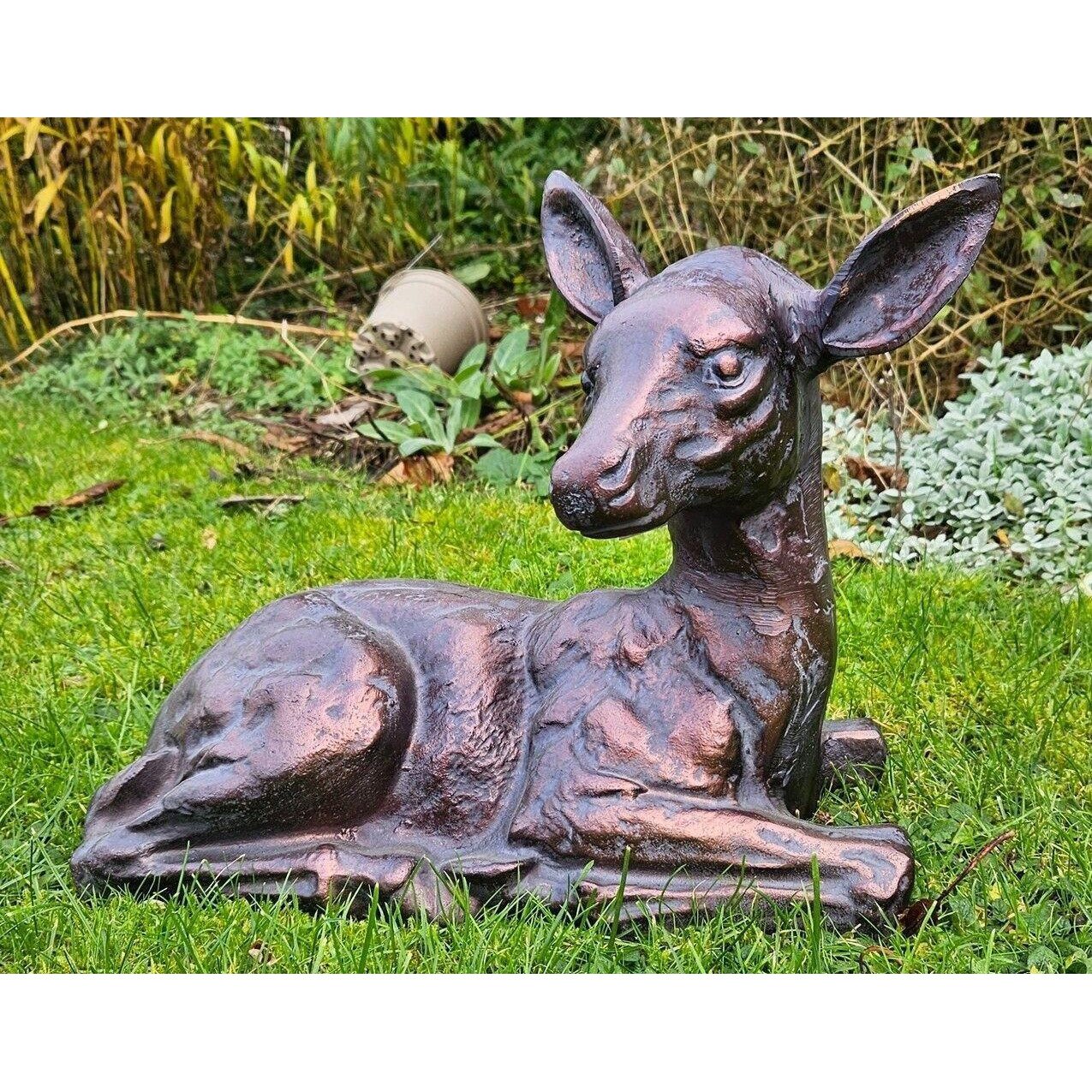 Laying Fawn Garden Sculpture Deer Ornament - image 1
