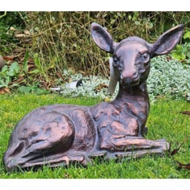 Laying Fawn Garden Sculpture Deer Ornament - thumbnail 2