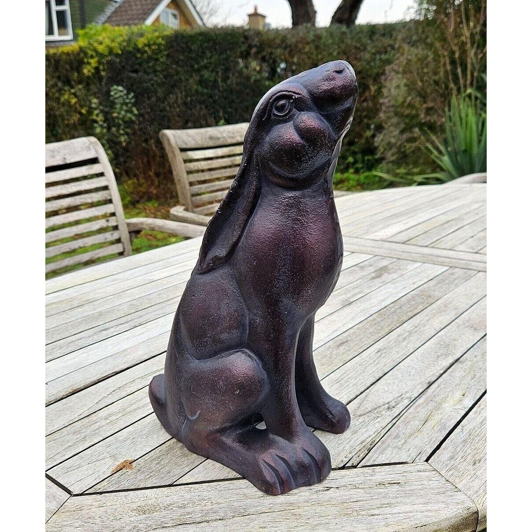 Stargazing Hare Garden Sculpture Cast Iron Ornament - image 1