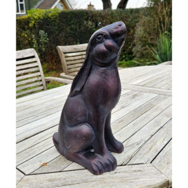 Stargazing Hare Garden Sculpture Cast Iron Ornament - thumbnail 1