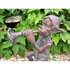 Piping Pixie Garden Sculpture Playing a Flower Flute - thumbnail 2