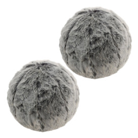 Round Faux Fur Ball Cushions Set of 2