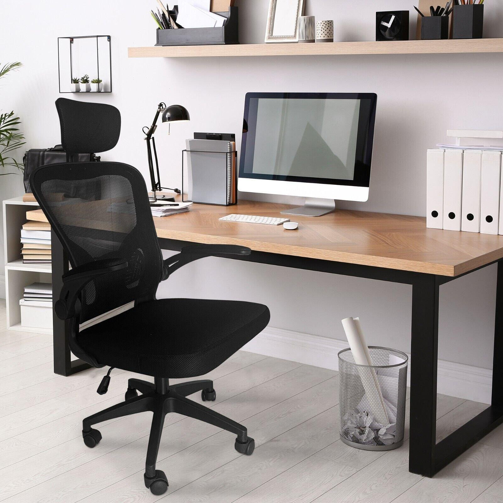 Ergonomic High Back Office Chair With Headrest Lumbar Support & Flip-UP Armrest - image 1