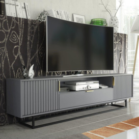 TV Unit 200cm Loft Retro Milled Fronts TV Stand Vintage Cabinet