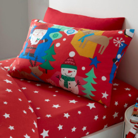 Kids Jolly Christmas Xmas Santa Red Reversible Duvet Cover Bedding Set - thumbnail 3