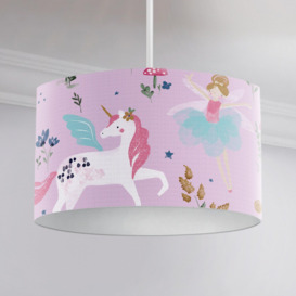 Enchanted Forest Unicorn Pendant Drum Fabric Lampshade