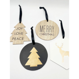 4 Pack Wooden Christmas Tree Ornaments - thumbnail 1