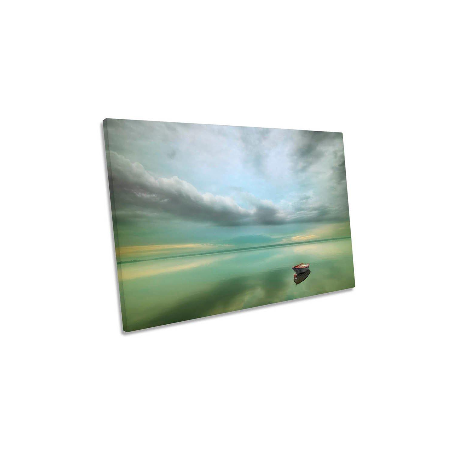 Boat Misty Morning Canvas Wall Art Picture Print - image 1