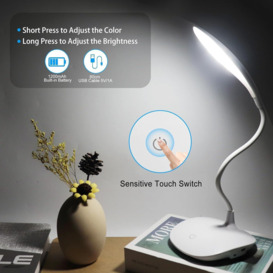 3W LED Desk Lamp, USB Rechargeable Reading Light with Touch Control, 24 LEDs Dimmable Bedside Lamp 3 Colour Temperature - thumbnail 3