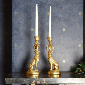 Set of Two Gold Leopard Candlesticks - thumbnail 2