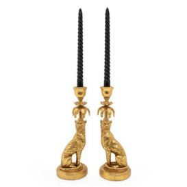 Set of Two Gold Leopard Candlesticks - thumbnail 3