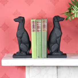 Set of 2 Greyhound Bookends Black