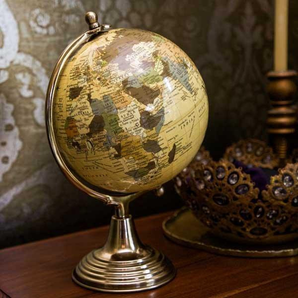 Cream and Gold Decorative Globe Ornament - image 1
