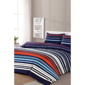 Pedro Multi Stripe Duvet Cover Set Blue/Red Fresh and Modern Bedding - thumbnail 1