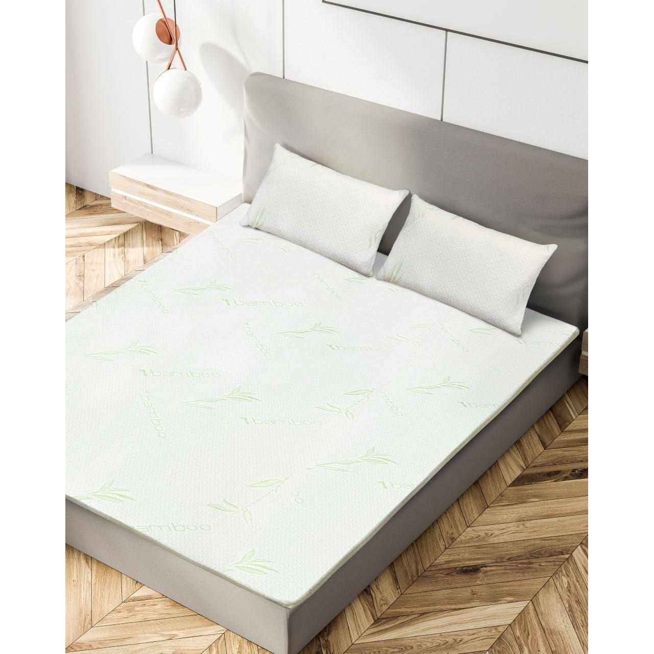 Memory Foam Mattress Topper With Organic Bamboo Cover 2cm Deep - image 1