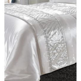 Shimmer Bed Runner Sequin Embellished Bedding White