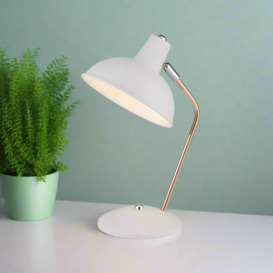 'Josie' White and Copper Arch Desk Lamp Study Light