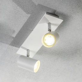 'Veneto' White Double GU10 Ceiling Spotlight Two Head Adjustable Bar Light