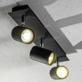'Veneto' Black Triple GU10 Ceiling Spotlight Three Head Adjustable Bar Light